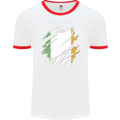 Torn Ireland Flag Irish St Patricks Day Football Mens Ringer T-Shirt White/Red