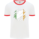 Torn Ireland Flag Irish St Patricks Day Football Mens Ringer T-Shirt White/Red