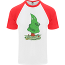 Naked Christmas Tree Funny Rude Xmas Naturist Mens S/S Baseball T-Shirt White/Red