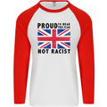 Proud to Wear Flag Not Racist Union Jack Mens L/S Baseball T-Shirt White/Red