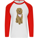 A Doodle Goldendoodle Dog Mens L/S Baseball T-Shirt White/Red