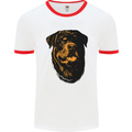 Rottweiller Head Dog Mens Ringer T-Shirt White/Red