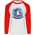 A Reggae Shark Mens L/S Baseball T-Shirt White/Red