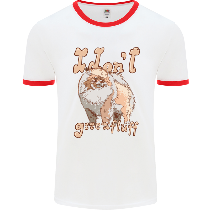 Pomeranian I Don't Give a Fluff Funny Dog Mens Ringer T-Shirt White/Red