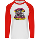 Quad Biking Adrenaline Off Road ATV Biker Mens L/S Baseball T-Shirt White/Red