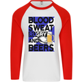 Blood Sweat Rugby and Beers Scotland Funny Mens L/S Baseball T-Shirt White/Red