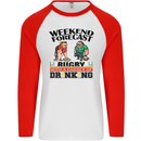 Weekend Forecast Rugby Funny Beer Alcohol Mens L/S Baseball T-Shirt White/Red