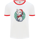 Christmas Cat With Green Background Mens Ringer T-Shirt White/Red