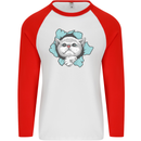 Cat Hole Mens L/S Baseball T-Shirt White/Red