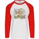 Katana Blacksmith Japanese Samurai Sword Mens L/S Baseball T-Shirt White/Red