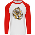 Steampunk Scorpion Mens L/S Baseball T-Shirt White/Red