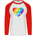 LGBT Love Is Love Gay Pride Day Awareness Mens L/S Baseball T-Shirt White/Red