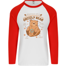 Anatomy of a Grizzly Bear Mens L/S Baseball T-Shirt White/Red