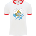 Torn San Marino Flag Sammarinese Day Football Mens Ringer T-Shirt White/Red