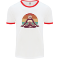Meditating Bigfoot Yoga Mens Ringer T-Shirt White/Red