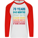 70th Birthday 70 Year Old Mens L/S Baseball T-Shirt White/Red