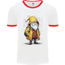 Santa Raincoat Christmas Rainy Season Santa Mens Ringer T-Shirt White/Red