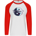 Yin Yang Glitch Yoga Meditation SCI-FI MMA Mens L/S Baseball T-Shirt White/Red