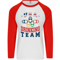 USA Drinking Team Funny Bachelor Party Beer Mens L/S Baseball T-Shirt White/Red