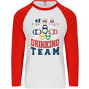 USA Drinking Team Funny Bachelor Party Beer Mens L/S Baseball T-Shirt White/Red