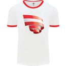 Curled Austria Flag Austrian Day Football Mens Ringer T-Shirt White/Red