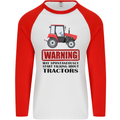 May Talking About Tractors Funny Farmer Mens L/S Baseball T-Shirt White/Red