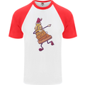 A Slice of Christmas Pizza Funny Xmas Mens S/S Baseball T-Shirt White/Red