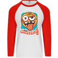 Still Smiling Funny Emoji Exhausted Tired Mens L/S Baseball T-Shirt White/Red