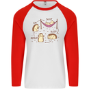 Funny, Hedgehog Eat Sleep Repeat Lover Mens L/S Baseball T-Shirt White/Red