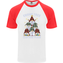 Christmas Gnome Tree Funny Xmas Plaid Tartan Mens S/S Baseball T-Shirt White/Red