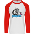 Ginpanzee Funny Gin Drinker Monkey Alcohol Mens L/S Baseball T-Shirt White/Red