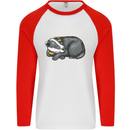 A Sleeping Badger Mens L/S Baseball T-Shirt White/Red