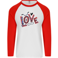 Love Cycling Funny Bicycle Bike Mens L/S Baseball T-Shirt White/Red