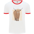 A Chilled Highland Cow Mens Ringer T-Shirt White/Red