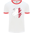 Torn Malta Flag Maltese Day Football Mens Ringer T-Shirt White/Red