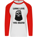 Long Live the Beard Mens L/S Baseball T-Shirt White/Red