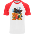 Mothman With Fairies Mens S/S Baseball T-Shirt White/Red
