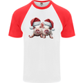 Christmas Piglets Wearing Xmas Hats Pig Mens S/S Baseball T-Shirt White/Red