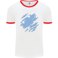 Torn Micronesia Flag Micronesian Day Football Mens Ringer T-Shirt White/Red