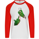 Zombie Selfie Funny Halloween Horror Mens L/S Baseball T-Shirt White/Red