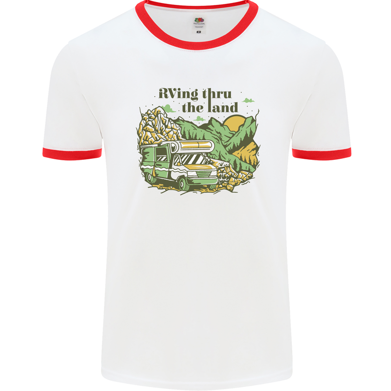 RVing Thru the Land RV Motorhome Camping Mens Ringer T-Shirt White/Red