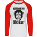 Chimp Evolved Dessendant Funny Monkey Ape Mens L/S Baseball T-Shirt White/Red