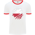 Torn Poland Flag Polish Day Football Mens Ringer T-Shirt White/Red