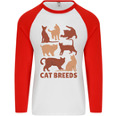 Cat Breeds Mens L/S Baseball T-Shirt White/Red