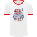 Two Wheels Attitude Motorcycle Biker Motorbike Mens Ringer T-Shirt White/Red