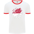 Torn Singapore Flag Singaporean Day Football Mens Ringer T-Shirt White/Red