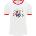 Torn Bosnia and Herzegovina Flag Day Football Mens Ringer T-Shirt White/Red