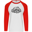 Shih Tzu Drawing Dogs Mens L/S Baseball T-Shirt White/Red