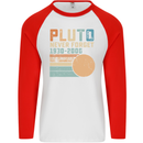 Pluto Never Forget Space Planet Astronomy Mens L/S Baseball T-Shirt White/Red