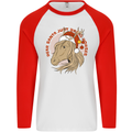 Equestrian Dear Santa Funny Horse Christmas Mens L/S Baseball T-Shirt White/Red